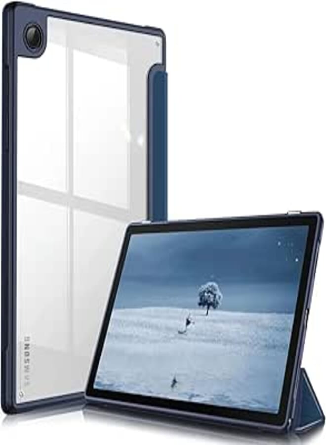 ELECDON Samsung Galaxy Tab A8 Case - Slim Hybrid Shockproof Cover for 10.5" 2022 Model (SM-X200, X205, X207), Clear Back, Auto Wake/Sleep - Navy Blue